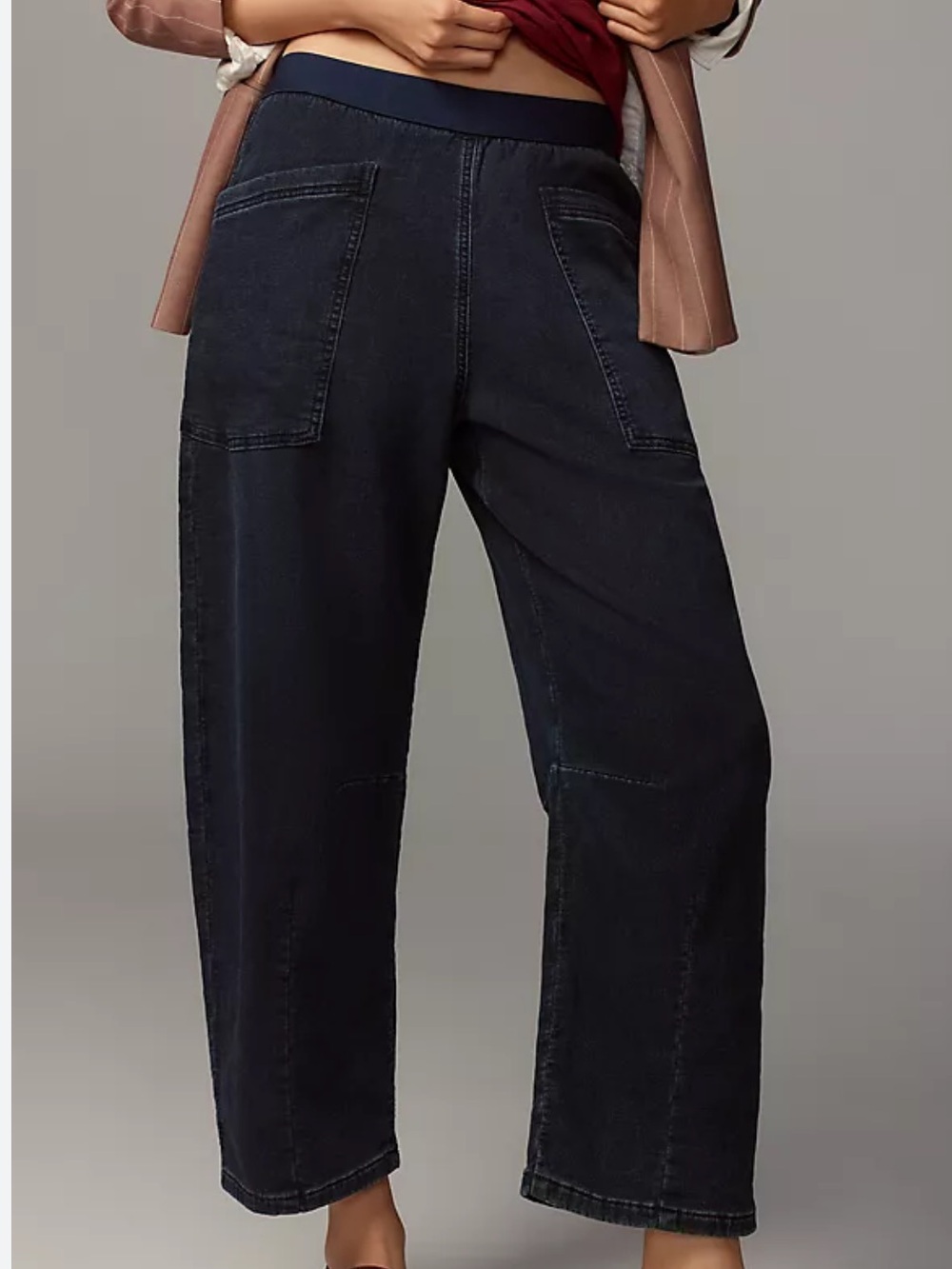 ANTHROPOLOGIE PILCRO MID RISE PULL ON TAPERED BARREL SWEATPANT JEANS LARGE